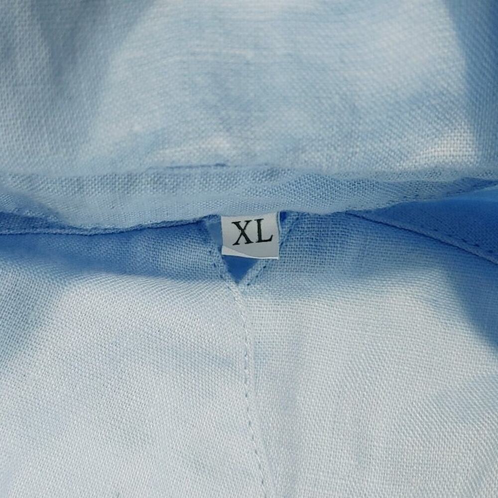 Cozinen Long Sleeve Midi Shirt Dress Half Button Front Loose Fit Blue Womens XL - Picture 8 of 10